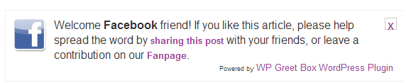 WP Greet Box Facebook Notification