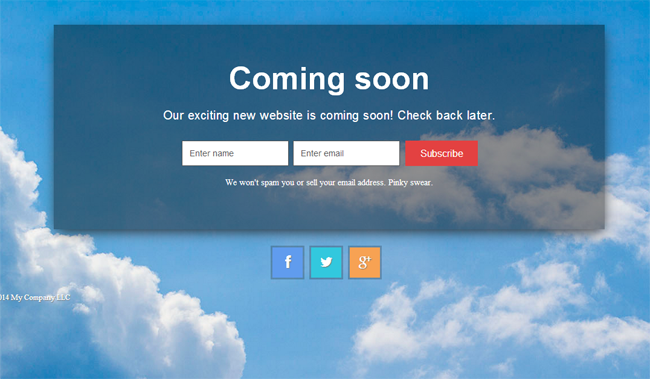 Easy Pie Coming Soon WordPress
