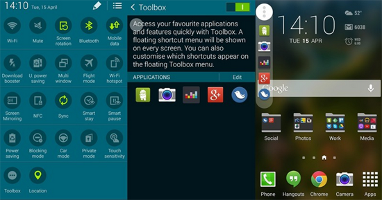 Toolbox Feature in Galaxy S5