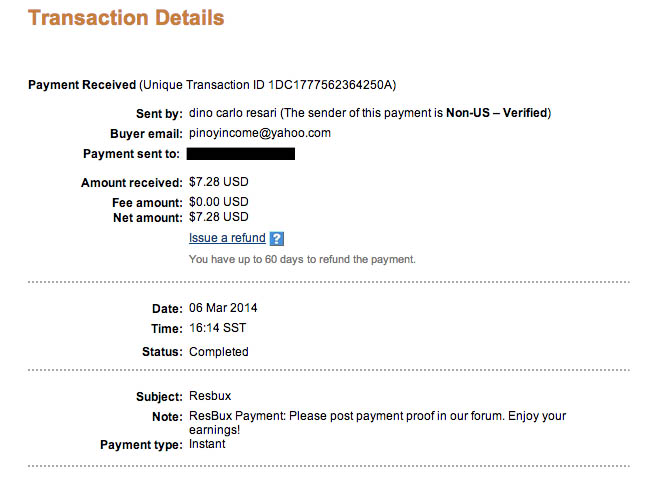 Resbux Payment Proof