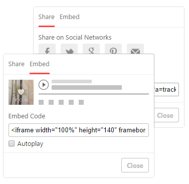 Share embed feature phpSound Php Script