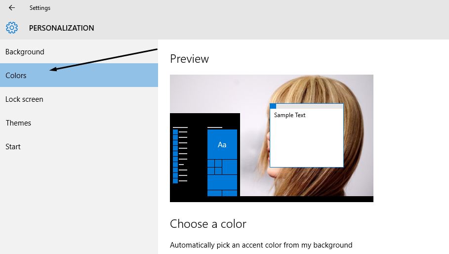 Colors Personalization Windows 10