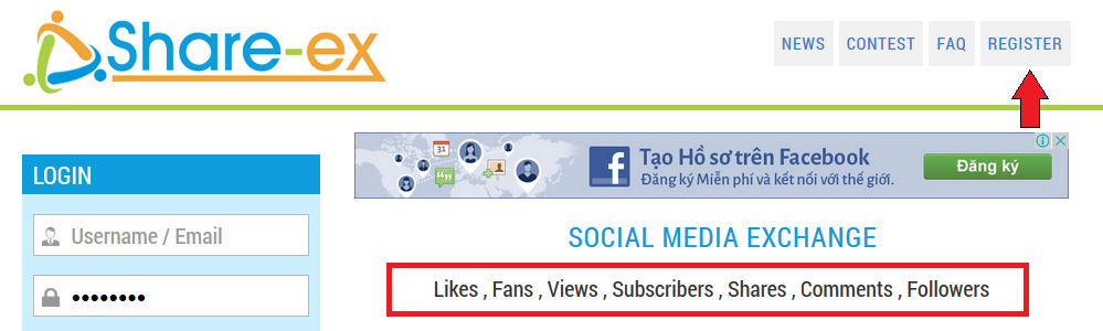 Share-Ex for the Easy Ways to Get Free Facebook Page Likes Faster