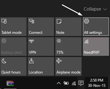 All Settings Windows 10
