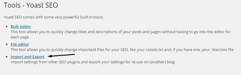 Import and Export Yoast Settings