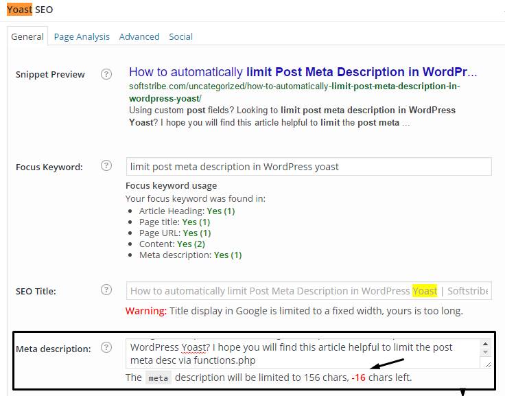 Post meta description in WordPress