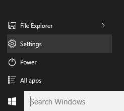 Settings Windows 10