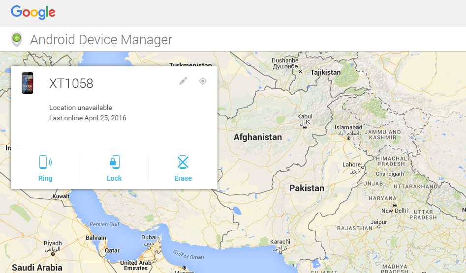 Moto X is connected on Android Device manager