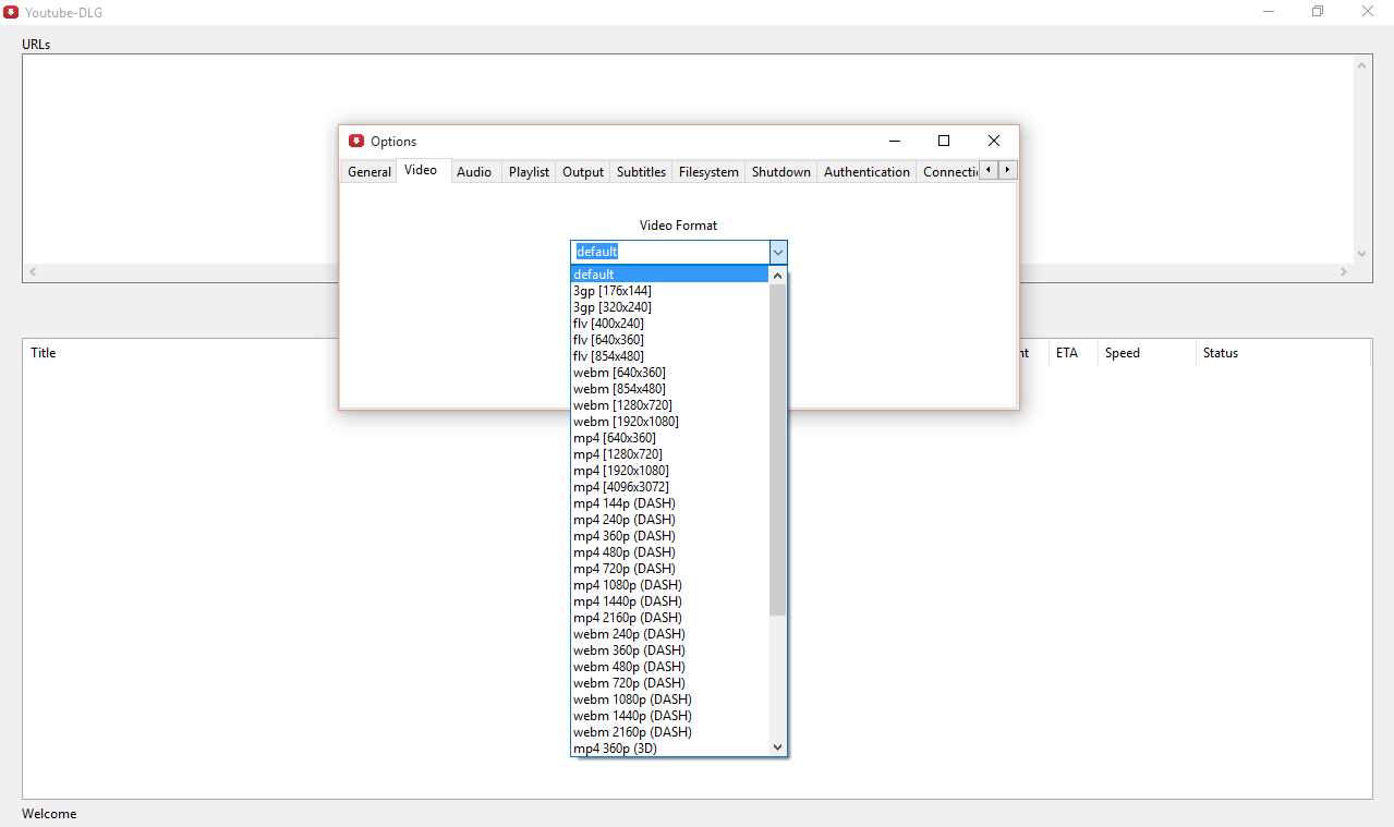 Video Formats youtube-dl