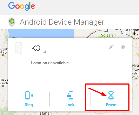 Erase data android device manager