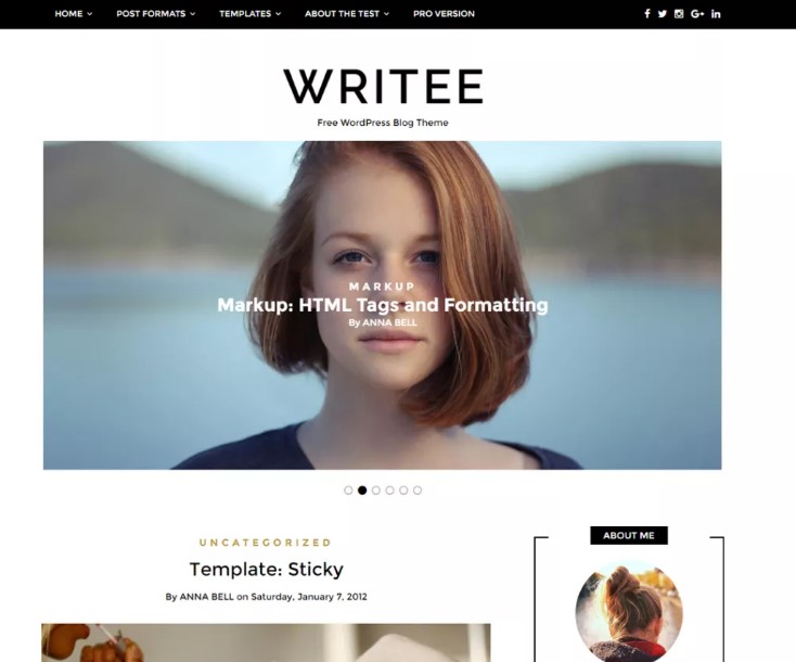 Writee Personal WordPress Blog Theme Screenshot
