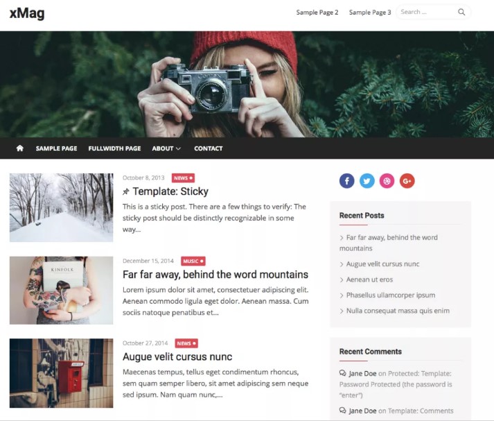 xMag Personal blog Theme Screenshot