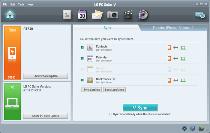 LG PC Suite 32-Bit Setup