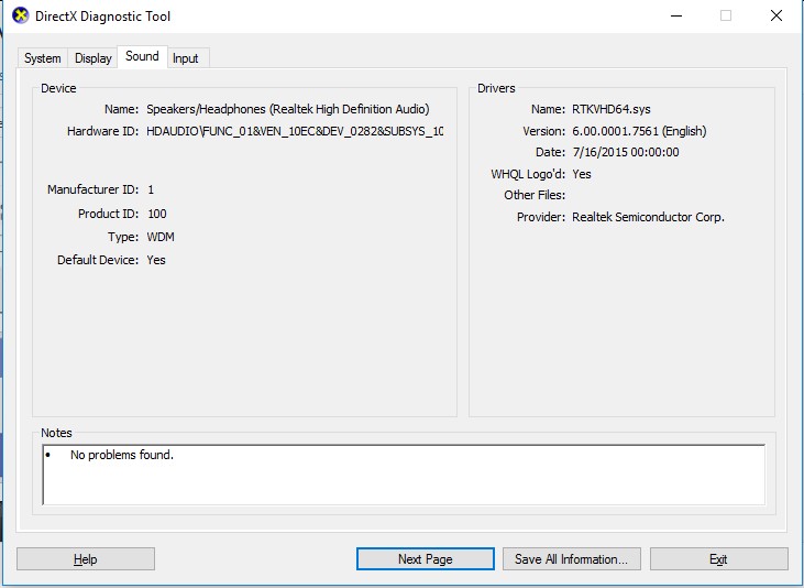 Sound card details windows 10
