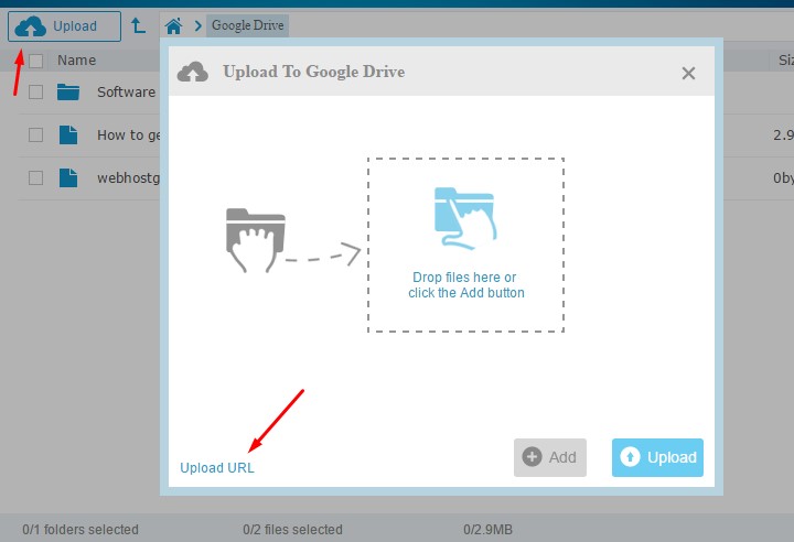 Upload via url on google drive one drive box drive