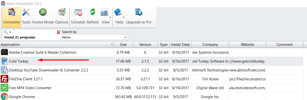 Cold Turkey Brute force uninstall
