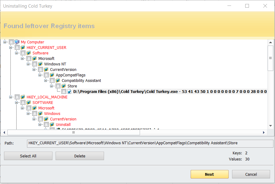 leftover registry files revo uninstaller