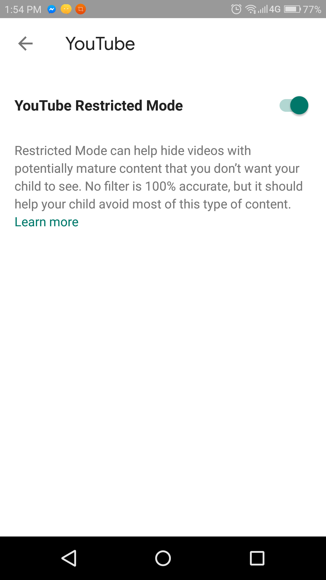 YouTube SafeSearch Restricted Mode with Family Link for Parents