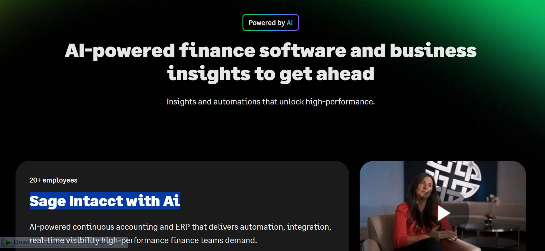 Sage Intacct with Ai best alternative of FreshBooks