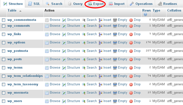 Database backup manually from mysql