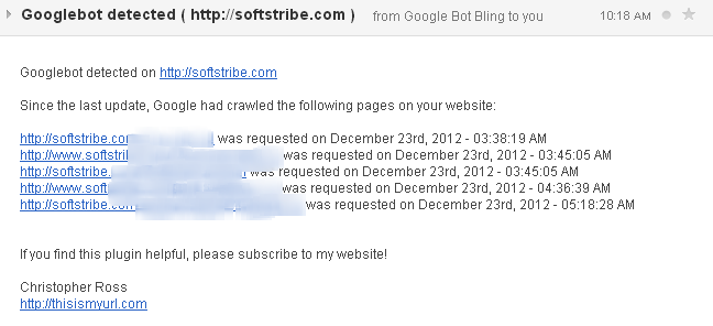 Email from Google Bot Bling