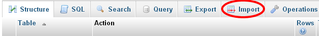 Importing sql file into database using phpmyadmin