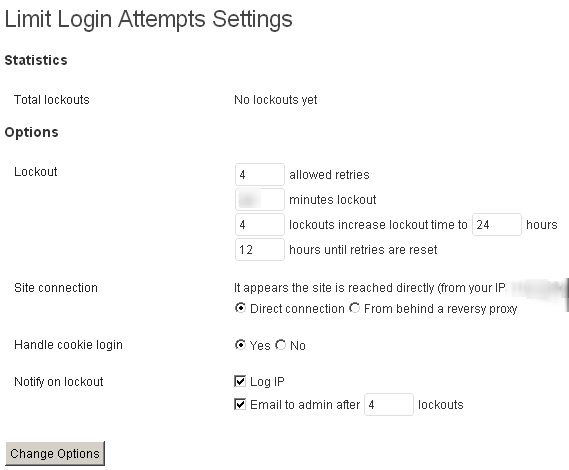 Limit Login Attempts Plugin Settings Page