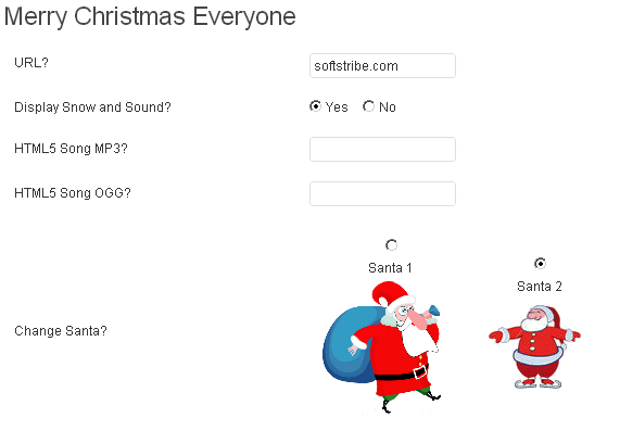 Merry Christmas to everyone settings page of plugin