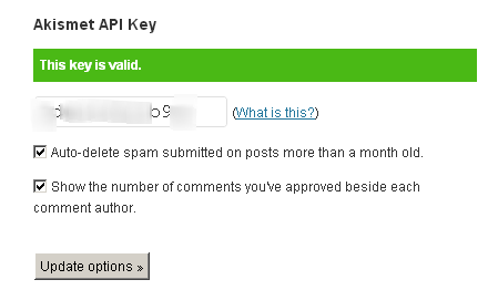 Akismet Configuration API key is Valid