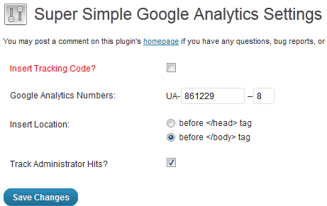 Super Simple Google Analytics Settings