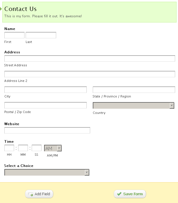 Example Wufoo Form Builder