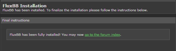 FluxBB has been Installed