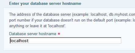 Insert the Database hostname for example localhost