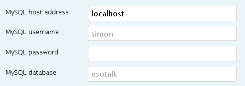 Setting Database to Install esoTalk