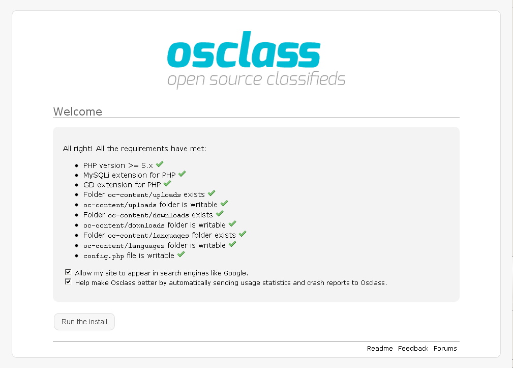 Osclass Open source classifieds script Installation