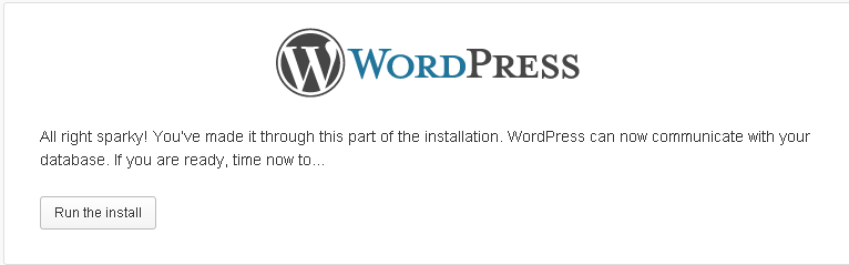 Run the install of WordPress