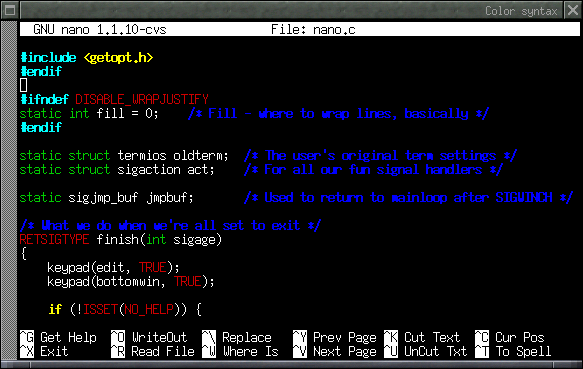 nano editor Screenshot