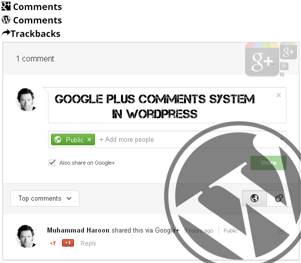 Googleplus Comments System in WordPress