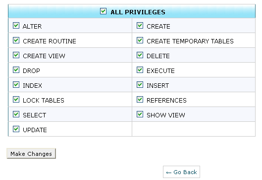 Grant Privileges mysql