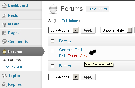 View Forums in WordPress bbPress