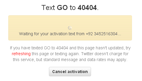 Activating phone number to Twitter account