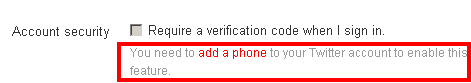 Add phone to Twitter account
