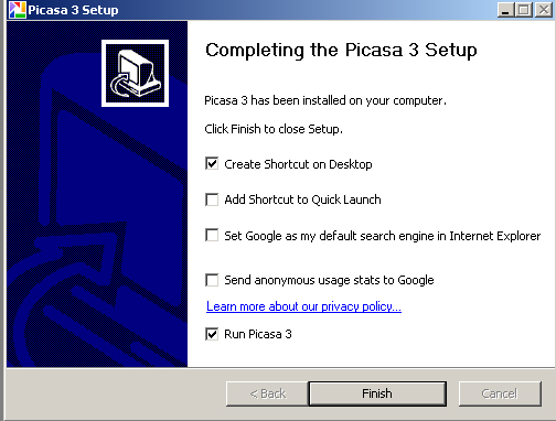 Complete the Picasa Setup
