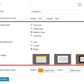 JotForm Feedback Button settings