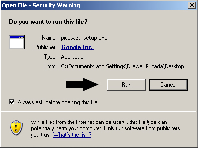 Run the Picasa install