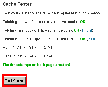 WP Super Cache test cache