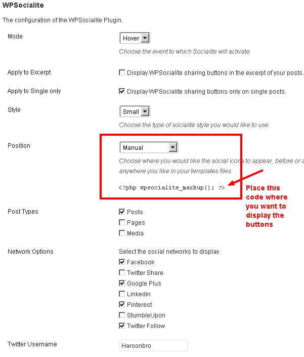 WPSocialite settings