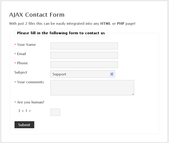 AJAX Contact Form