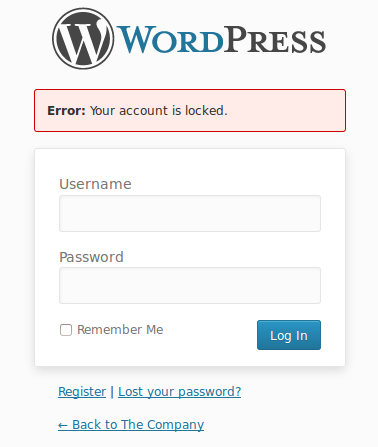 Account Lock WordPress plugin login form