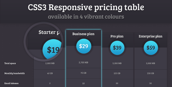 CSS3 Responsive pricing table